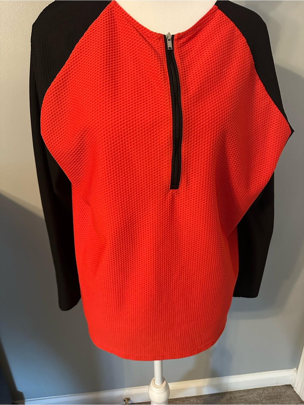 Ralph Lauren Red Zip-Front Raglan Long Sleeve Top